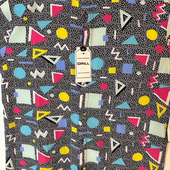 Saved By The Bell Look Button Shirt SzL Retro 80s Geometric All Over Print - Picture 4 of 12
